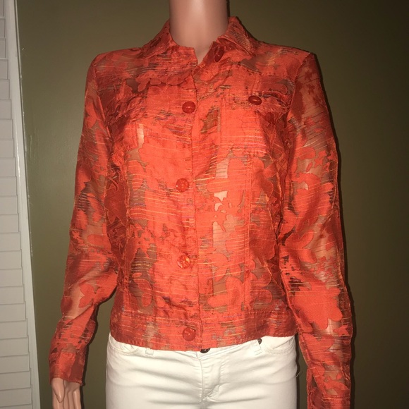 Peck & Peck Tops - 🧡 Peck & Peck Sheer Floral Shirt 🧡
